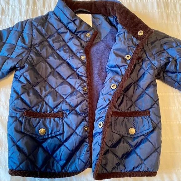 Navy Quilted Fleece-Lined Kids Jacket by Starting Out size 24m - Picture 2 of 5